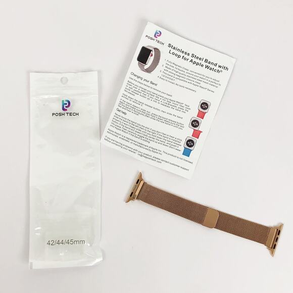 Posh Tech Stainless Steel Band With Loop For Apple Watch 42/44/45 mm NEW - Picture 2 of 4